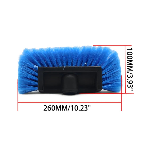 A black telescopic car wash brush with a blue bristled head, measuring 260mm long and 100mm wide.
