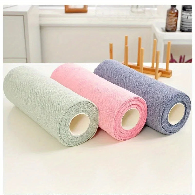 Reusable Microfiber Cleaning Cloth Roll (20 Sheets) – Multi-Surface Kitchen & Household Towels