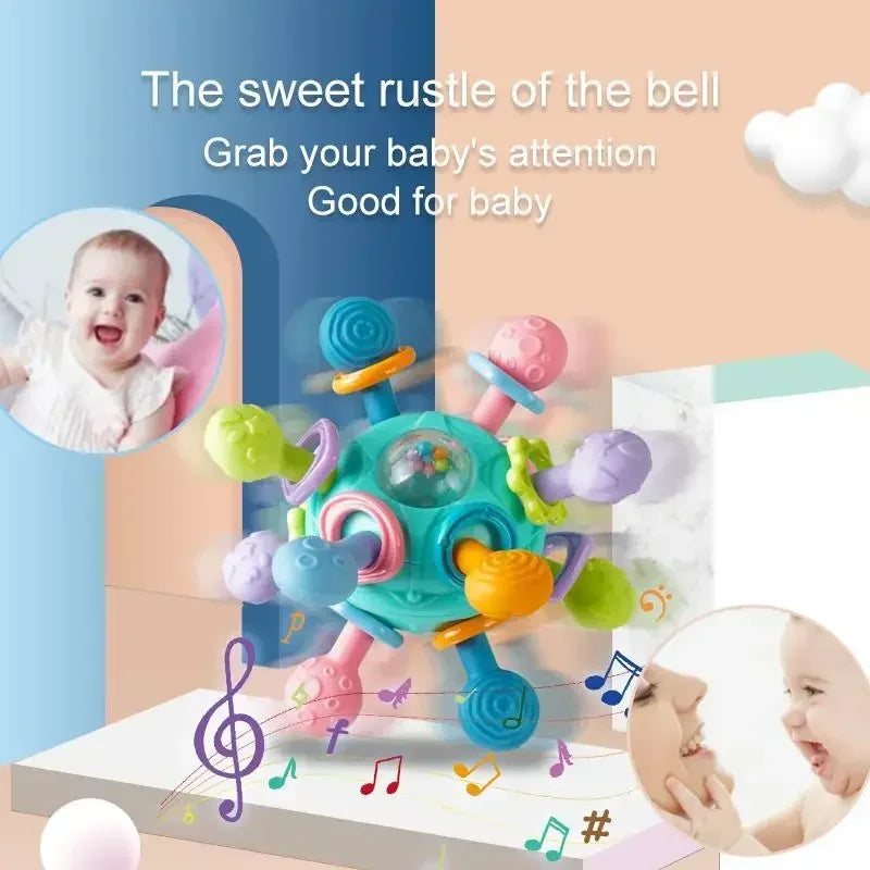 Baby Sensory Rattle Ball with Silicone Teether