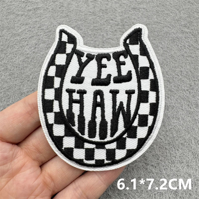 Black & White Racing Flag Embroidered Patches (Iron-On / Sew-On)