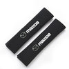 Black soft cotton car seat belt shoulder protector cover with white Mazda logo printing