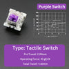 Purple Tactile Switch mechanical keyboard switch with a purple stem and detailed force curve graph