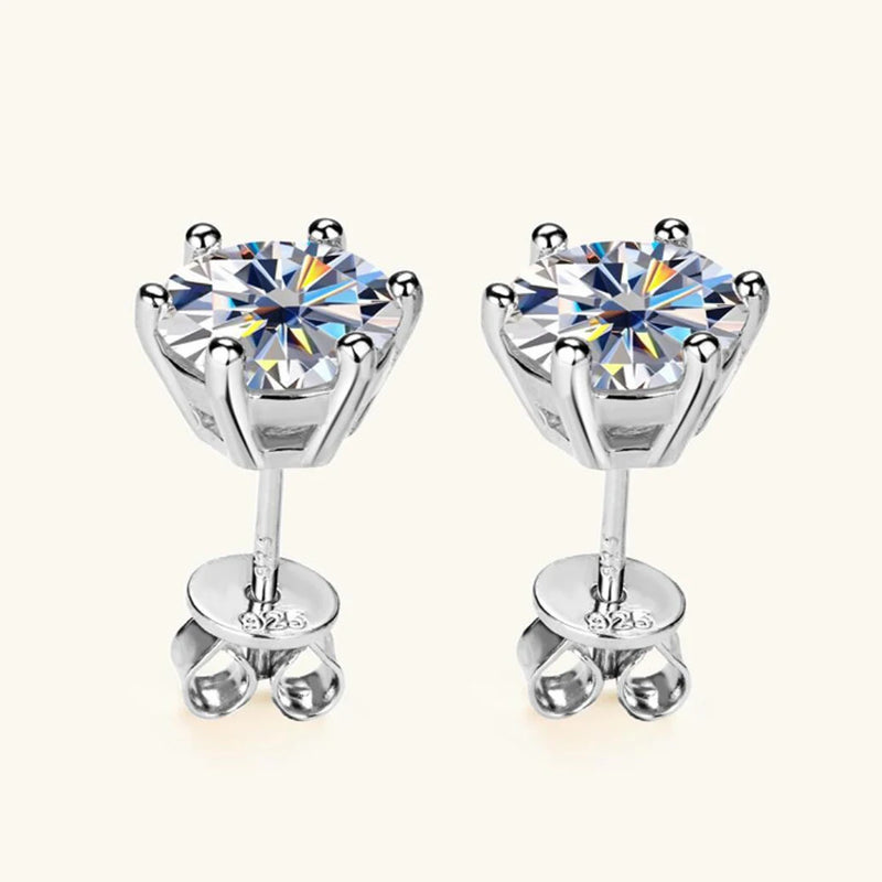 Moissanite Stud Earrings in Sterling Silver