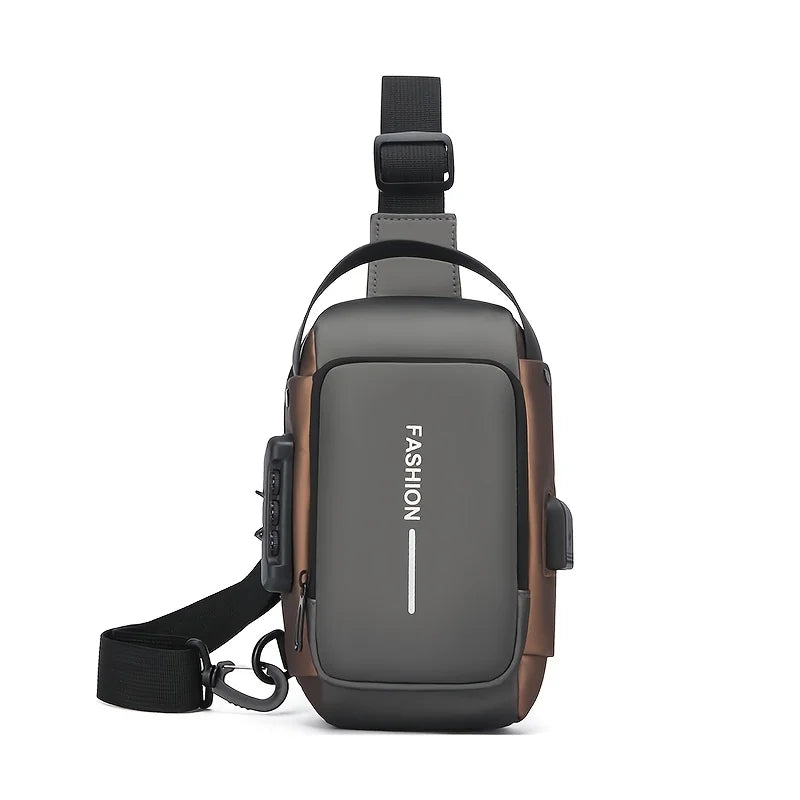 Oxford Sling Bag for Men with Zippered Phone Pocket
