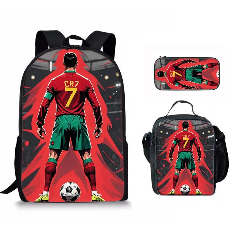 Soccer Star Backpack Set for Kids with Lunch Bag & Pencil Case