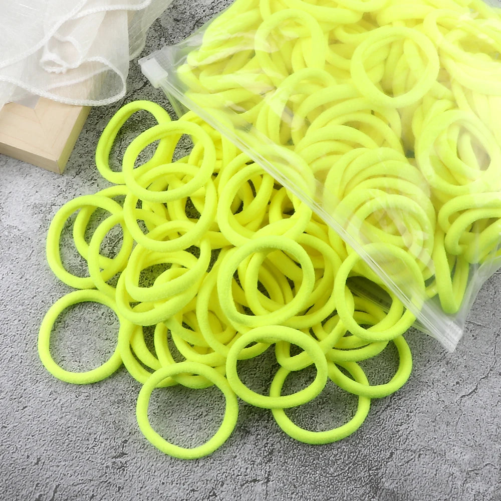 50-Pack Solid Color Elastic Hair Ties for Women & Girls