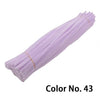 A bundle of purple chenille craft stems for DIY projects, labeled Color No. 43.
