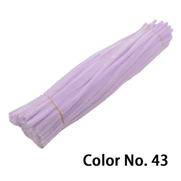 A bundle of purple chenille craft stems for DIY projects, labeled Color No. 43.