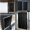 Close-up views of cordless retractable roller shades in black, showing various installation and window applications.