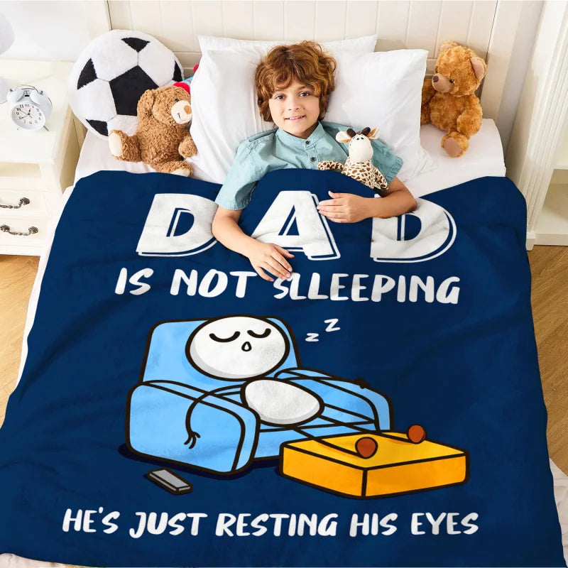 Couverture en flanelle « Il repose les yeux » pour papa drôle