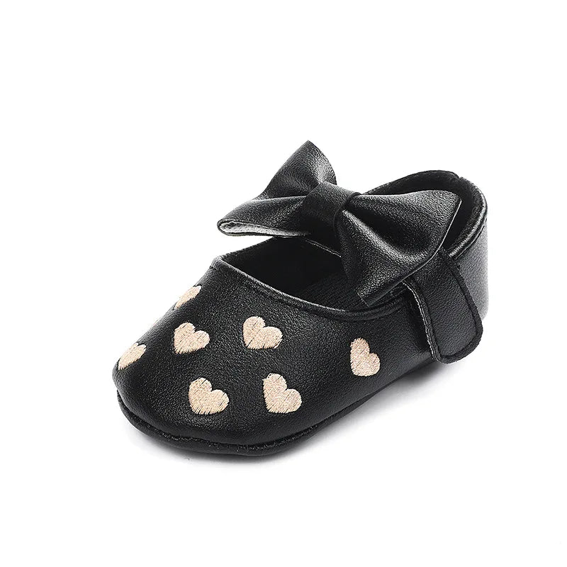 Classic Bow Baby Girl First Walker Shoes with Anti-Slip Sole