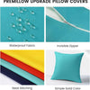 Image showing features of premillow upgrade pillow covers including waterproof fabric, invisible zipper, neat stitching, and 