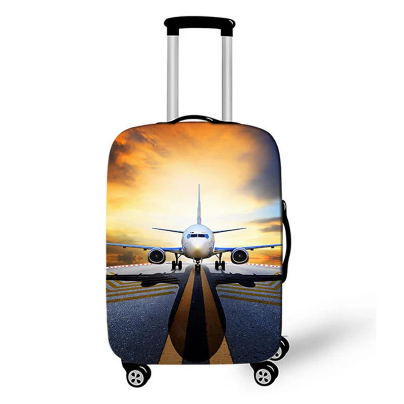 Elastic Aircraft Print Luggage Protector Cover