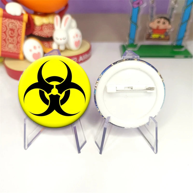 Biohazard Emblem Enamel Pin Set – Vintage Horror-Themed Brooch for Bags, Hats & Jackets