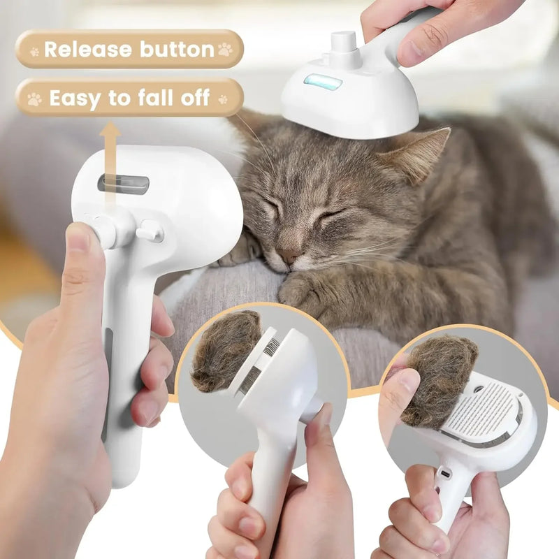 Brosse de toilettage rechargeable avec brumisation pour chiens et chats