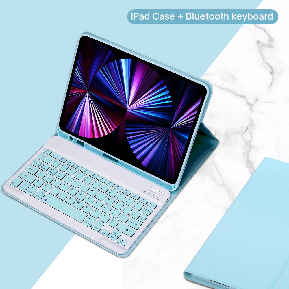 iPad Keyboard Case with Detachable Bluetooth Keyboard and Mouse