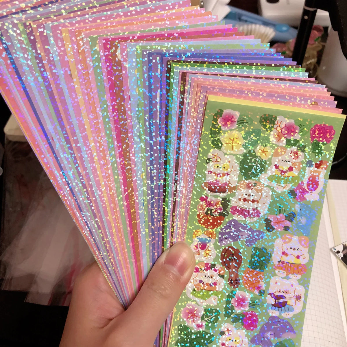 Kawaii Laser Sticker Pack for Scrapbooking and DIY Crafts