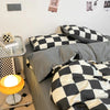 Black and White Plaid Duvet Cover Set with Pillowcases