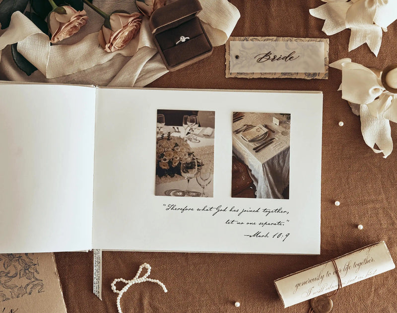 Libro de invitados de lino personalizado para bodas