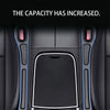 Interior view of a car seat with a gap filler organizer installed, showing the increased capacity.