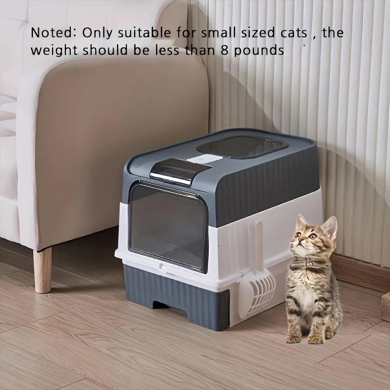 Enclosed Cat Litter Box with Drawer and Scoop