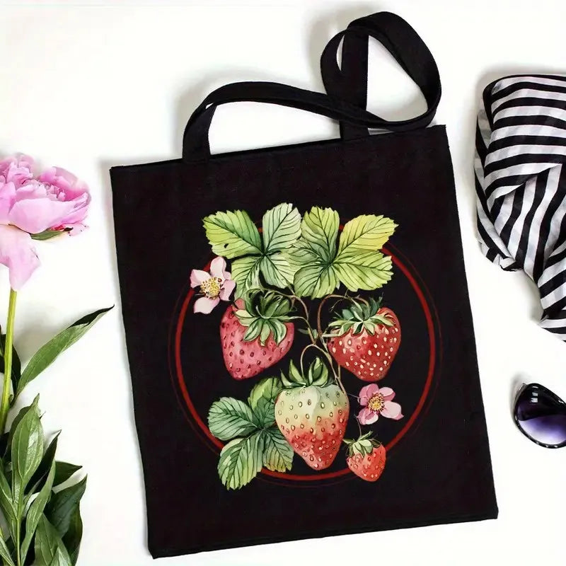 Bolso de Lona con Estampado de Fresa