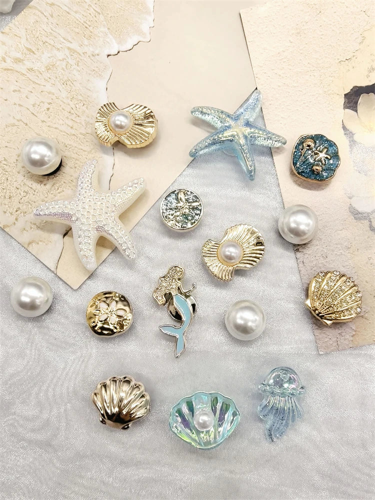 Beach-Themed Shoe Charms Set - 16 Pieces