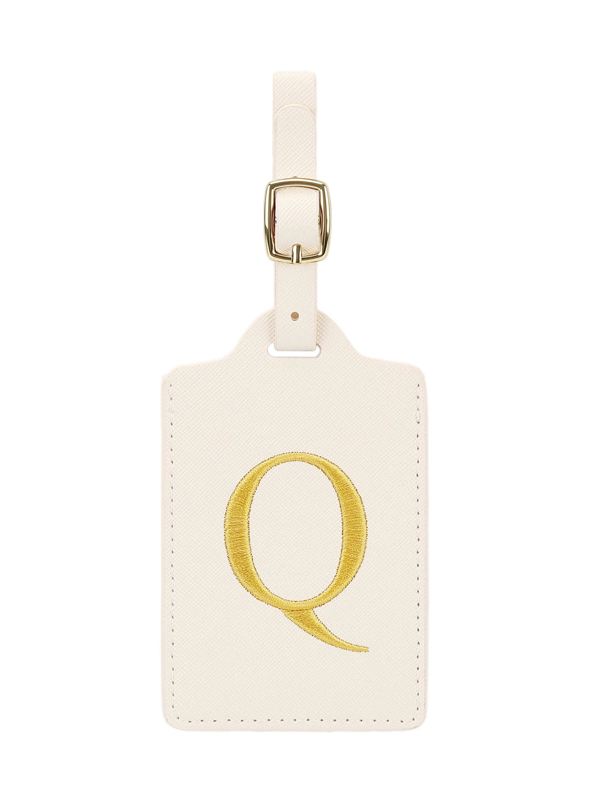 Personalized Embroidered Leather Luggage Tag with Letter Initial