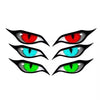 A set of three colorful 3D reflective cat eye stickers featuring red, blue, and green eyes.