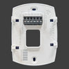 White digital non-programmable thermostat with a large LCD display and various connection points