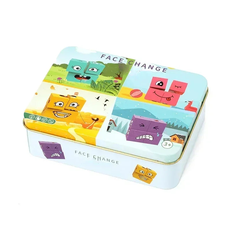 Wooden Face-Changing Cube Puzzle Game for Kids