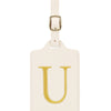 Personalized Embroidered Leather Luggage Tag with Letter Initial