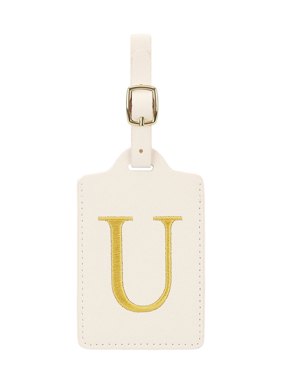 Personalized Embroidered Leather Luggage Tag with Letter Initial