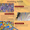 A set of marbling art tools including a marbling needle, comb, and brush for creating fluid art patterns.