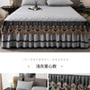 Gold Embroidered Lace Bed Skirt with Heart Pattern