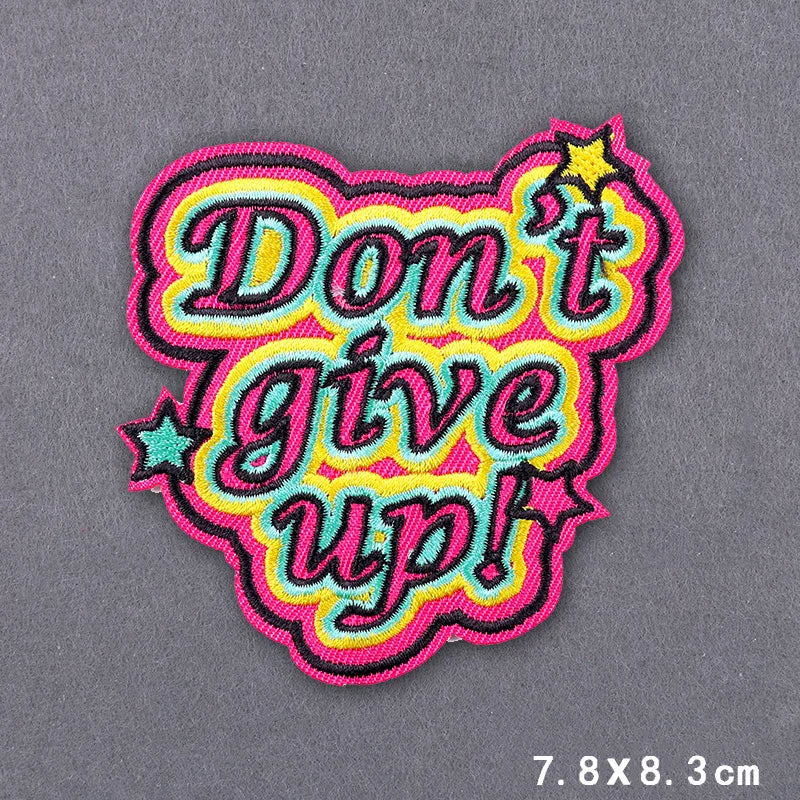 Encouraging Embroidery Iron-On Patches for Clothing and Accessories