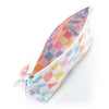 Large-Capacity Striped Cosmetic Bag with Contrasting Design