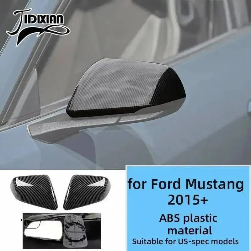 Glossy black carbon fiber grain decorative trim piece for a Ford Mustang interior.