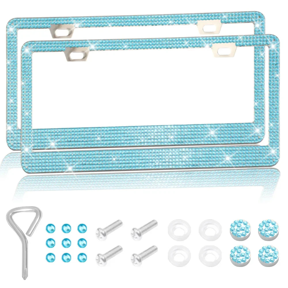 Crystal Rhinestone License Plate Frame for Cars