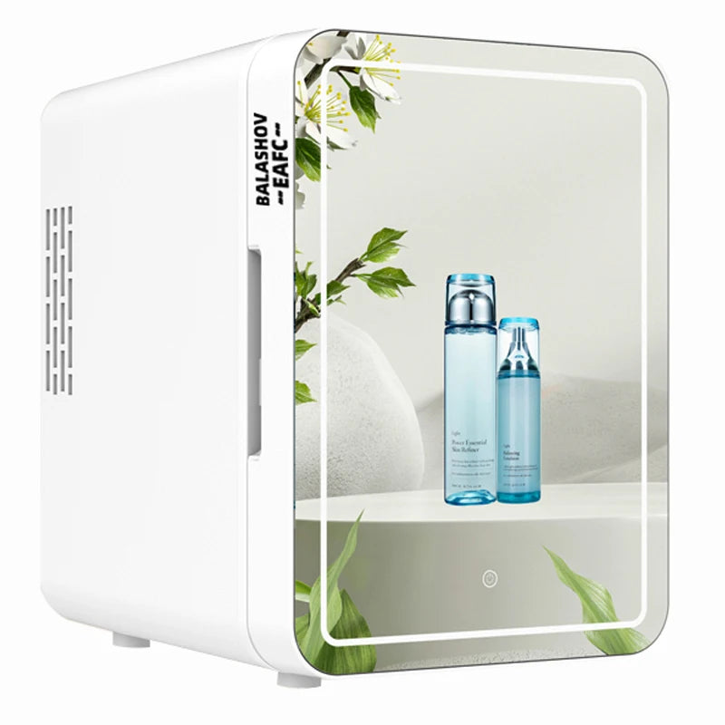 Compact LED Makeup Fridge with Mirror