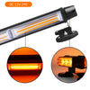 LED rooftop strobe light bar with a bright orange light visible in close-up view