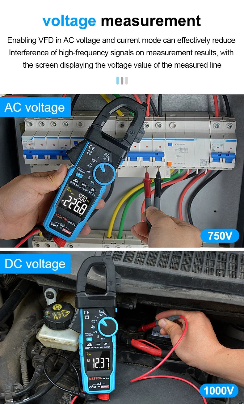 1000A True RMS Digital Clamp Meter with NCV Detection