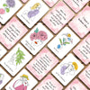 Eine Sammlung inspirierender Affirmationskarten mit positiven Phrasen und Illustrationen.