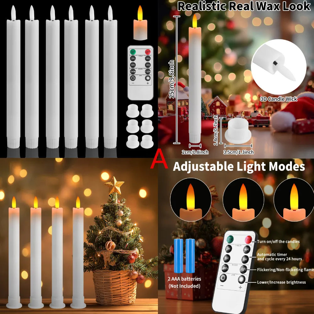 LED Flameless Taper Candles with Remote Control