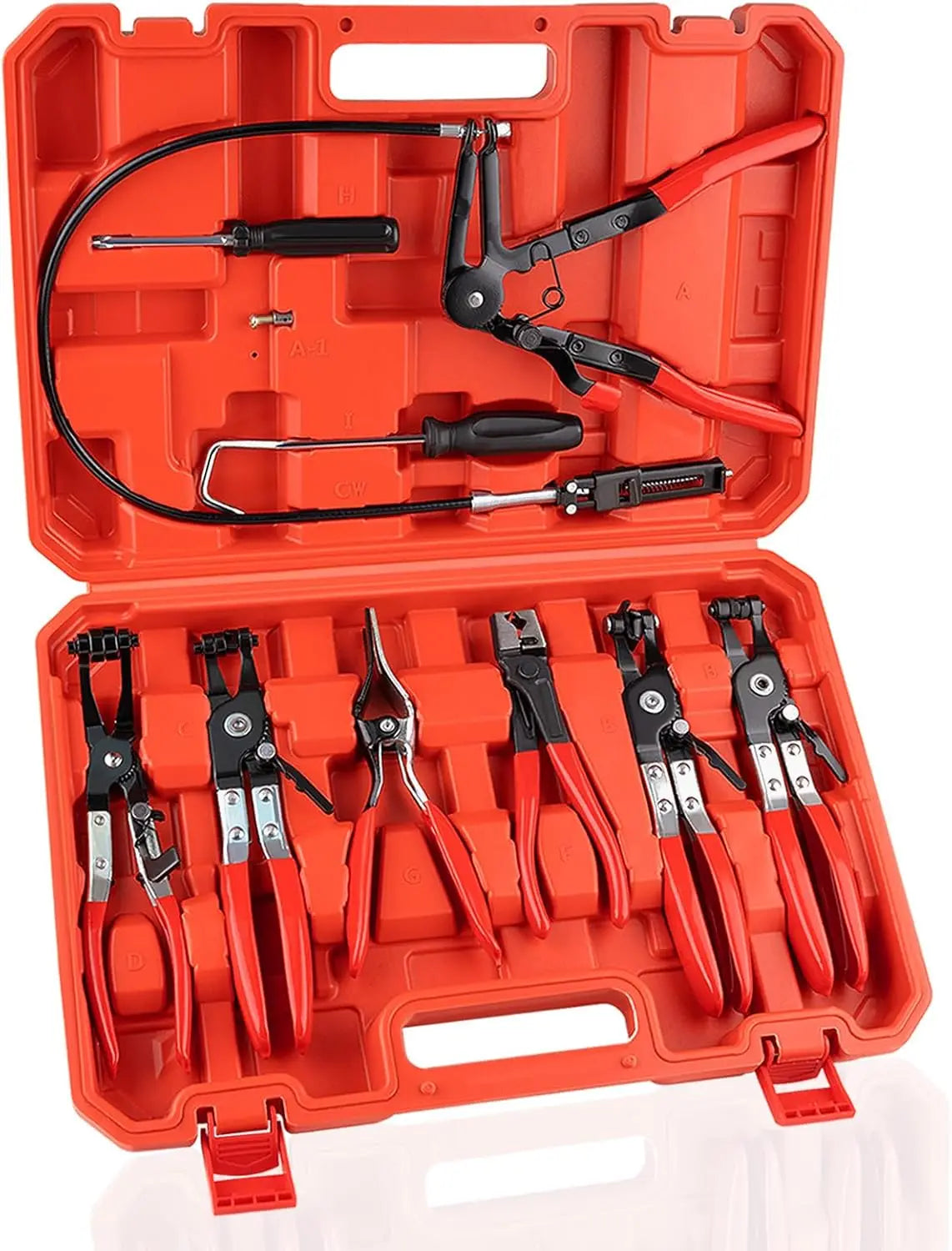 Long Reach Hose Clamp Pliers Set for Fuel, Oil, Water, and Radiator Hoses