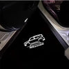 A close-up view of an LED car door logo projector welcome light for a Toyota 4Runner.