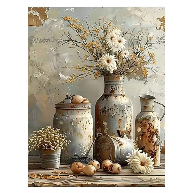 Vintage Vase & Flowers Diamond Painting Kit