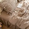 Washed Cotton Ruffle Bedding Set with Bow Ties – Pure White