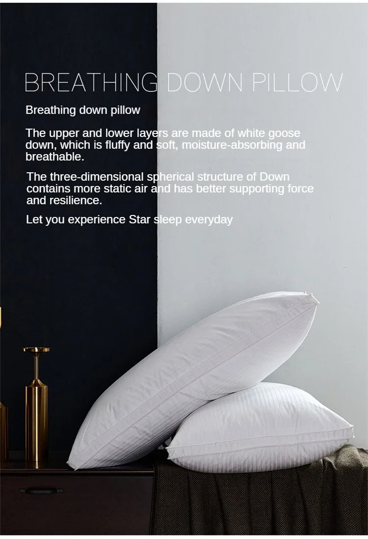 Premium Goose Down Pillow with Ergonomic Neck Support