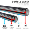Double layer wiper blades showing a universal design with dual rubber strips for cleaning and low noise performance